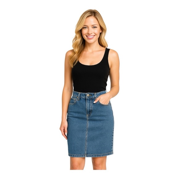 ✨Polo Ralph Lauren Classic Denim Knee Skirt Size 8✨ - Picture 1 of 5